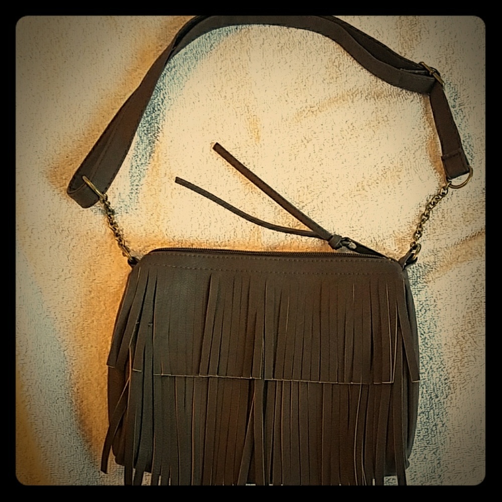 Brown fringe handbag shoulder crossbody purse bag - Picture 1 of 8